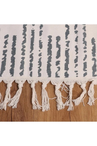 rexa White Bohemian carpet with gray geometric pattern -180*80 cm