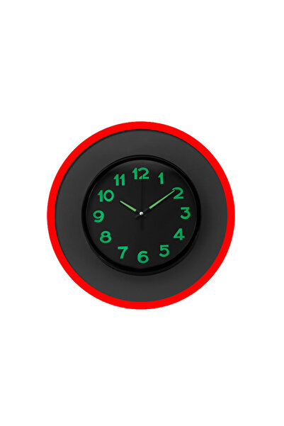 OEM Wall Clock, 20 cm, Black, Glowing Numbers, Plastic