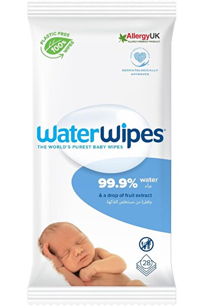 WaterWipes مناديل أطفال أصلية خالية من البلاستيك، 28 منديل مبلل، مصنوعة من ال...