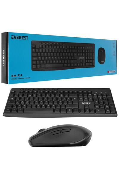 Everest KM-719 Siyah 2in1 Kablosuz Q Multimedia Klavye + Mouse Set