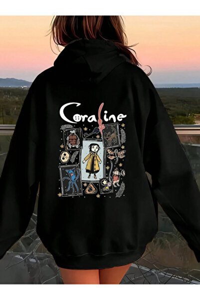 Revasser Unisex Erkek/Kadın CORALINE Renkli Özel Baskılı Pamuklu Oversize Kap...