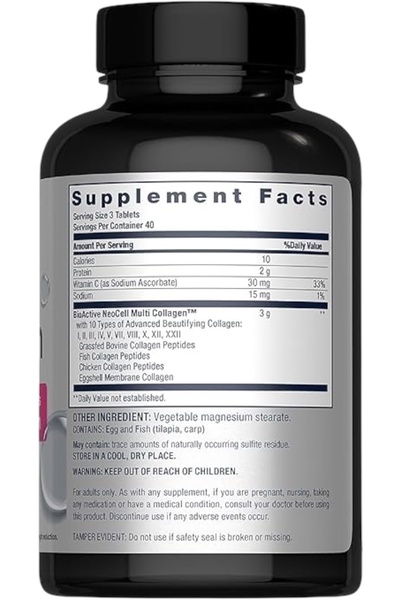Neocell Advanced Multi Collagen Peptides |   120 Tablets |   10 Types of Collagen |   Skin, Hair and Nails