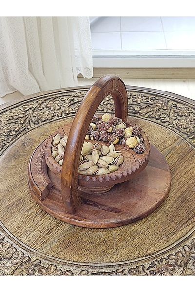 DNC Art&Deco Handmade Wooden Pop-Up Drop Pattern Snack Bowl - Multifunctional Serving Plate (Small Size)