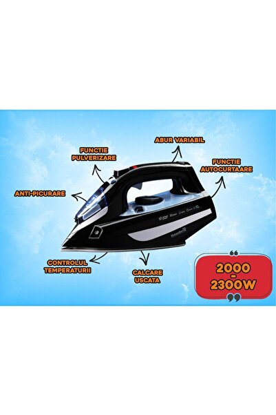 Hausberg Žehlička HB-7842BL, 2300 W, Keramická, Samočisticí, Sprej, Ochrana p...