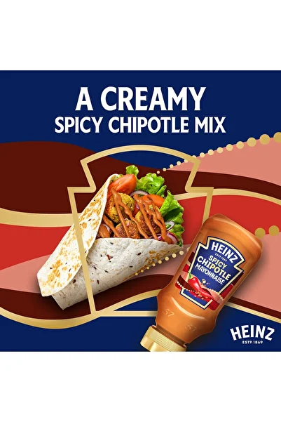 Heinz Spicy Chipotle Mayonnaise Top-Down Squeeze Bottle 225 ml Smooth Creamy Taste with Smoky Heat