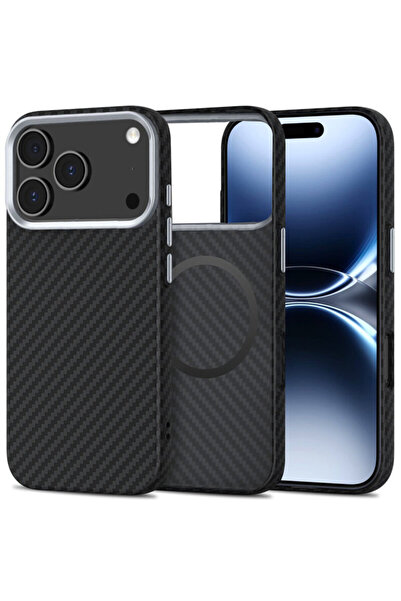 Techsuit Carcasă CarbonHalo MagSafe pentru iPhone 17 Pro, neagră