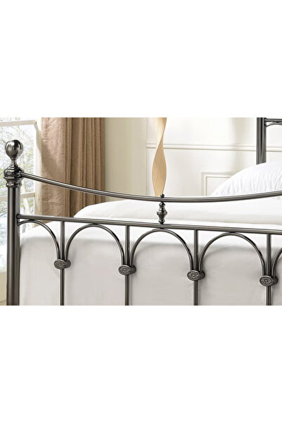 Generic إطار سرير معدني 190 × 90 سم - سرير لشخص واحد بتصميم أنيق باللون الرمادي