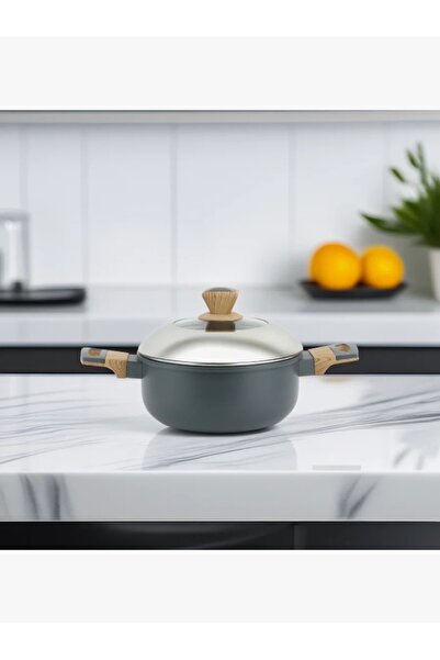 rexa Aluminum pot with glass lid and stainless steel - 22 cm