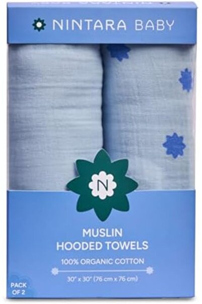 Generic Nintara Baby Hooded Towel - 100% Organic Premium Muslin Cotton, 30" x 30" (76 cm x 76 cm), Ultra-Abs