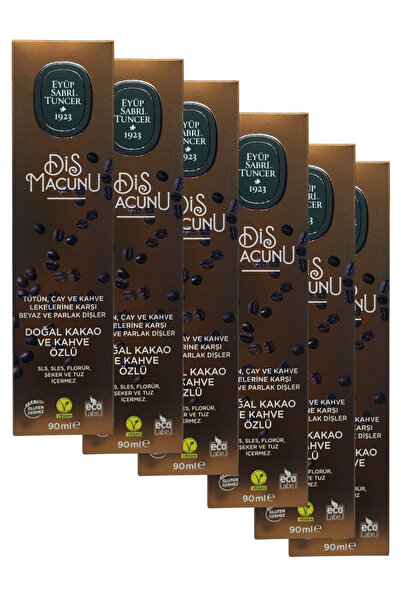 Eyüp Sabri Tuncer معجون أسنان طبيعي بخلاصة الكاكاو والقهوة 90 مل × 6 قطع