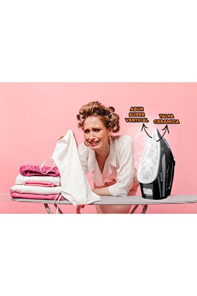 Hausberg Fier de Calcat HB-7842BL, 2300W, Ceramic, Autocuratare, Pulverizare, Antipicurare, 300ml