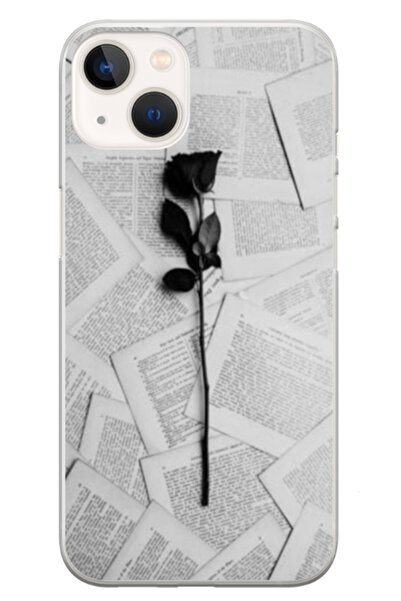 Atlas Husa personalizata 360 de grade pentru Apple iPhone 14, Black Rose, S1D...