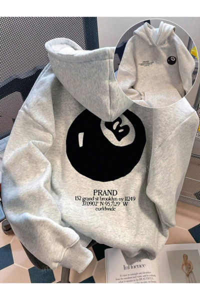 Revasser Unisex Erkek/Kadın PRAND Renkli Özel Baskılı Pamuklu Oversize Kapüşonlu Sweatshirt