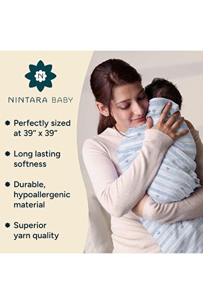 Generic Nintara Baby Swaddle - 100% Organic Premium Muslin Cotton, 39" x 39", Ultra-Soft, Breathable & Light