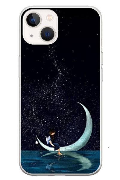 Atlas Husa personalizata 360 de grade pentru Apple iPhone 13, Moon Fishing, S...