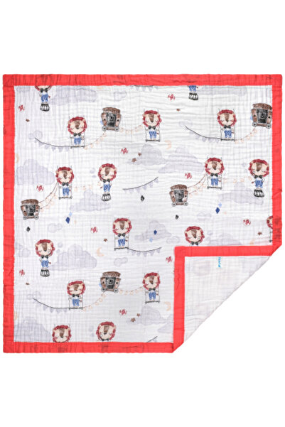 FizioTab Paturica FizioTab® pentru Bebe, Muselina 6 Straturi, 110 x 110 cm, din Bumbac, Lei la Circ