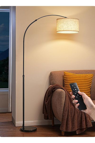 Saharaz Arc Floor Lamps,Adjustable Angle Lamp Head,12W with Remote Control,3 Level Adjustable Lighting
