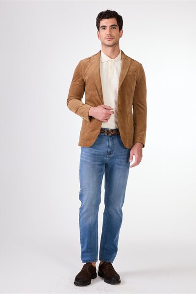 Dufy Beige Men's Jacket - Slim Fit