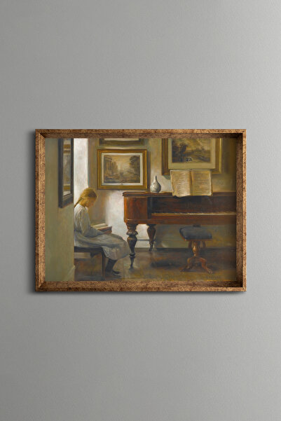 epiqart Girl in the Interior - Vintage Patterned Frame