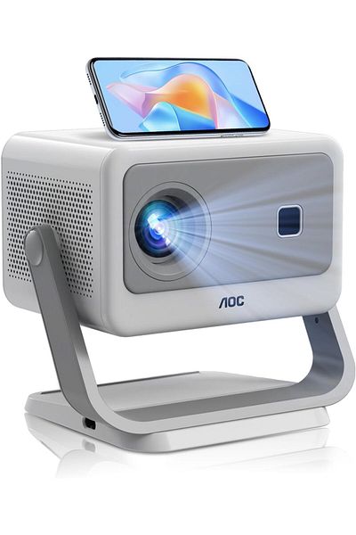Aoc Portable Projector, 1080P, 12000 Lumen, Support 4K, 5G WiFi6, Compatible with IOS/Android/PC/PS4