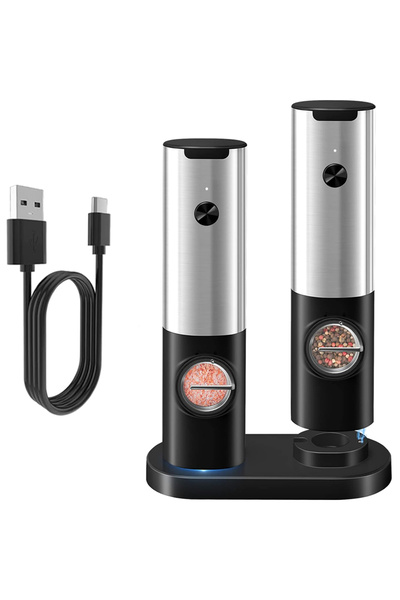 Bukate Set de 2 Rasnite Metalice, Incarcare USB, Sare si Piper, Bukate®, Indi...