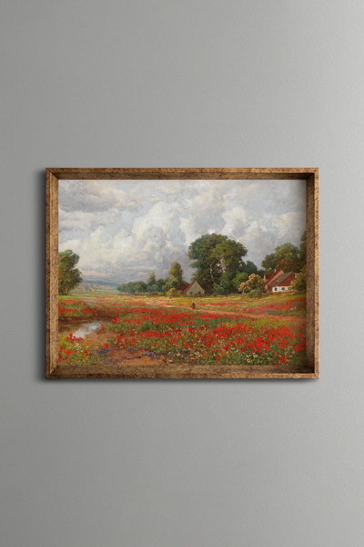 epiqart Gelincik Tarlası - Vintage Desenli Çerçeve