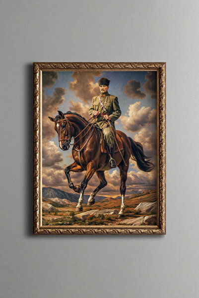 epiqart Mustafa Kemal Atatürk - Vintage Desenli Çerçeve