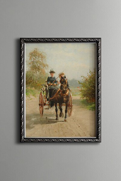 epiqart Tur cu căruciorul cu cali într-o zi însorită - Cadru cu model vintage