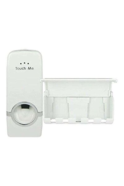 Generic موزع معجون أسنان من قطعتين مع حامل فرشاة أسنان - أبيض