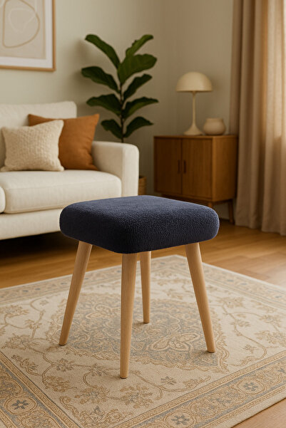 Bounteous Kare Model Tedy Kumaş Füme Renk Puf Tabure