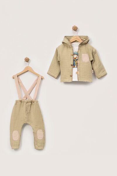 Minigimin Cicileri Penguin Pattern 3-Piece Baby Boy Set - Green