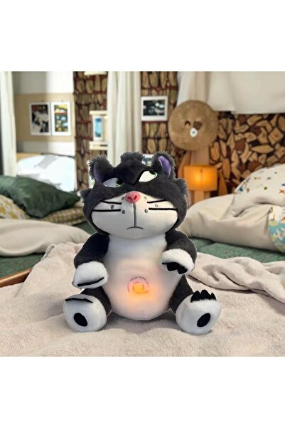 onestophub Nefes alan Işıklı Müziklü Peluş Kedi Ayıcık 35 Cm