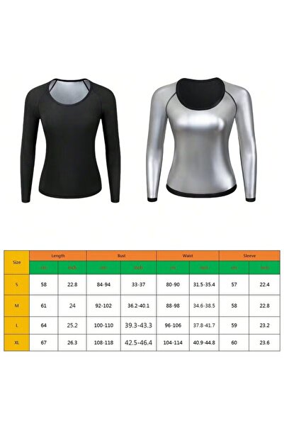 Generic Women's Long Sleeve Sauna Shirt for Sports, Outdoor Activities, Sweating Enhancement, Helps Detoxify