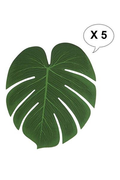 Generic 5-Piece Simulation Silk Cloth Fake Palm Leaves Green