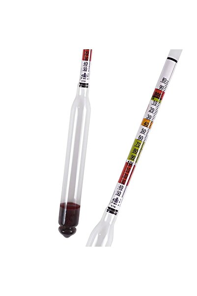 OEM Mustimetru Hidrometru Vin, Bere, cu 3 scale (Gravit., %Alcool, Zahar/L), ...