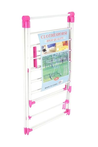 Generic حامل مجفف الملابس الطبيعي المنزلي، وردي/أبيض، 35 مترًا