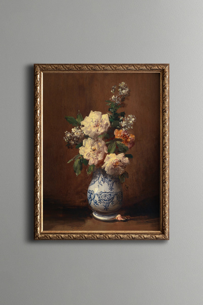 epiqart Natură moartă cu trandafiri - Cadru cu model vintage