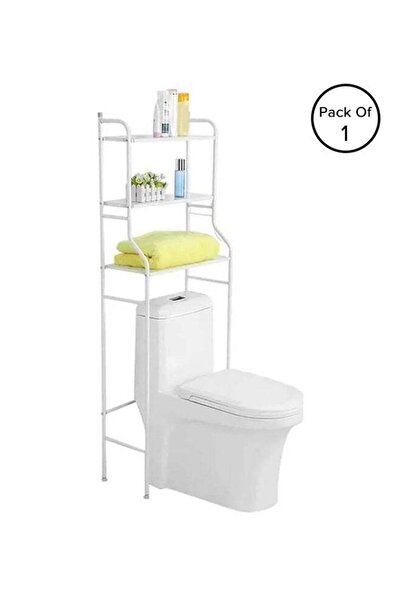 Biki رفوف تخزين فوق المرحاض للحمام، أبيض، 153×45×25 سم