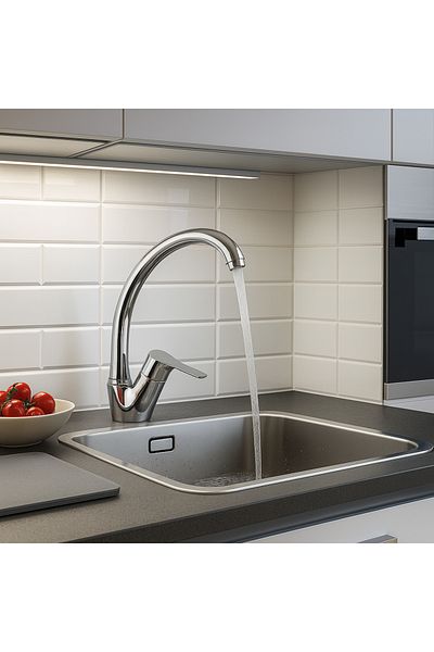 remer Rubinetterie Winner W42 kitchen sink faucet, sink mounting, high and swivel spout