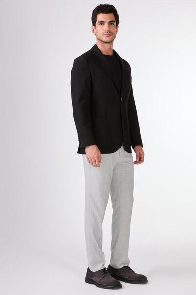 Dufy Black Herringbone Men's Jacket - Slim Fit