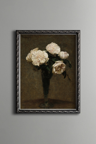 epiqart Vazoda Güller - Vintage Desenli Çerçeve