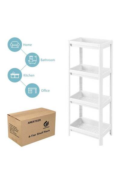 AMERTEER رف زاوية أبيض بأربع طبقات 36x23x100 سم