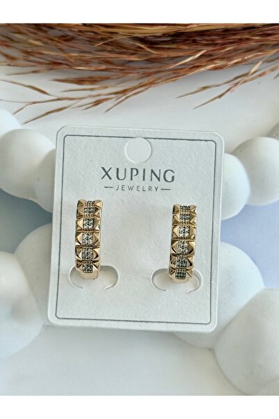 Silya Bijuteri Xuping Lüks Altın Kaplama Taşlı Halka Küpe