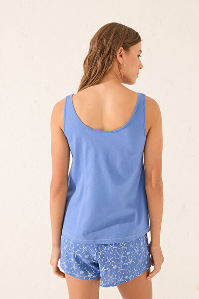 Women Secret vacation baskılı U yaka şortlu mavi pijama takımı