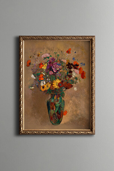 Large Wildflower Bouquet - Vintage Pattern Frame