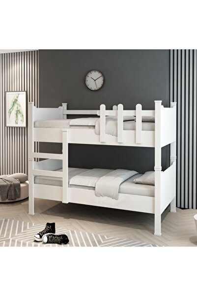 Afili Ayrılabilen Tamamı Mdf 2 Katlı Ranza 90x190 Beyaz