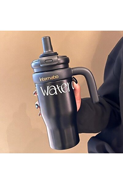 Mixbo Termos Mixbo, 550 ml, oțel inoxidabil, alb, cu pai și mâner