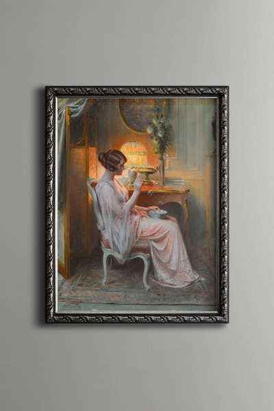 epiqart Bubble Blowing Woman - Vintage Patterned Frame