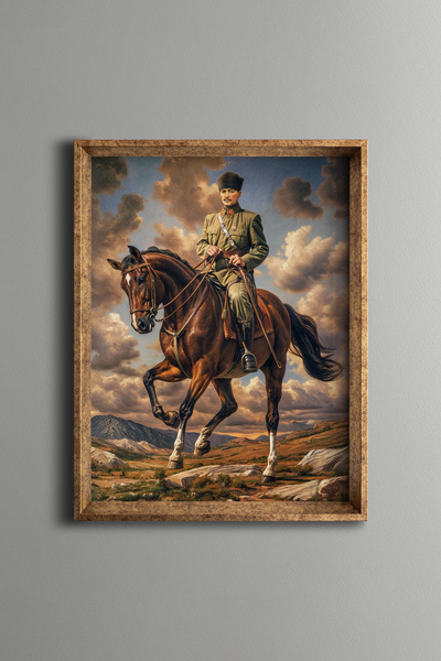 epiqart Mustafa Kemal Atatürk - Vintage Desenli Çerçeve
