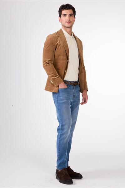 Dufy Beige Men's Jacket - Slim Fit